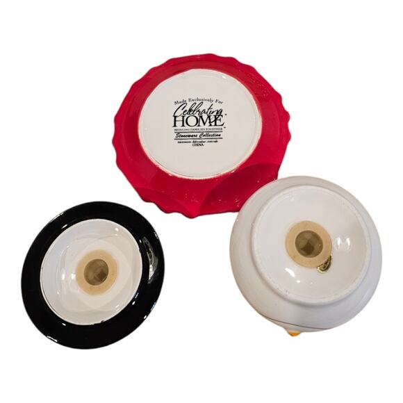 Celebrating Home Snowman Salt & Pepper  Set Head & Hat Shaker on Snowflake Plate - Picture 8 of 9